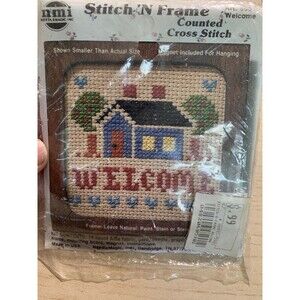 Vintage NMI Stitch 'N Frame Cross Stitch Welcome #5901 New